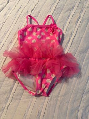 OP Kids Pink Polka Dot Tutu One-Piece Swimsuit